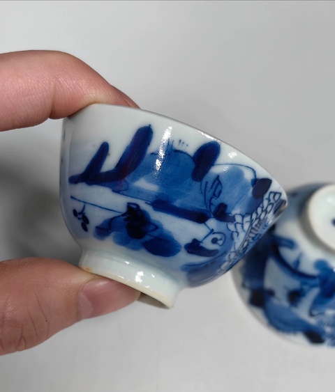 古玩陶瓷青花山水紋杯真品鑒賞圖