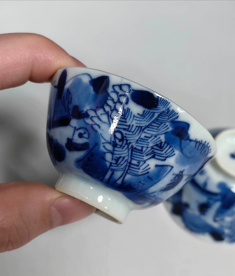 古玩陶瓷青花山水紋杯真品鑒賞圖