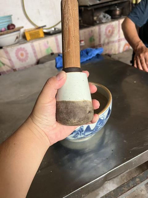 古玩陶瓷青化山水研缽真品鑒賞圖