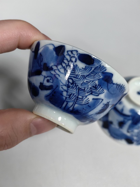 古玩陶瓷青花山水人物杯真品鑒賞圖