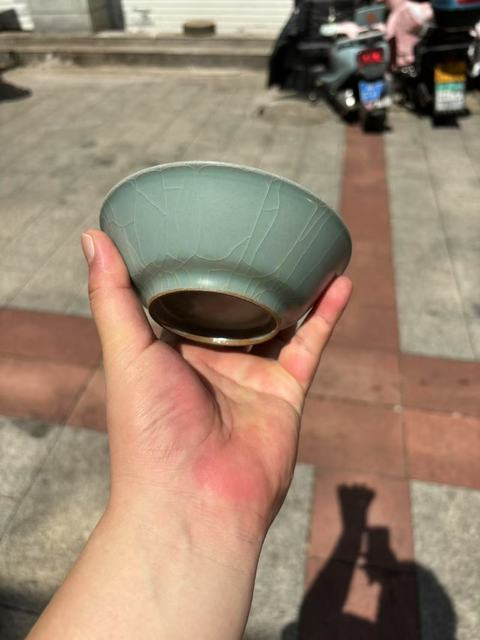 古玩陶瓷龍泉窯圓口洗真品鑒賞圖