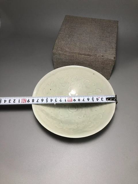 古玩陶瓷青白釉刻云氣紋斗笠碗真品鑒賞圖