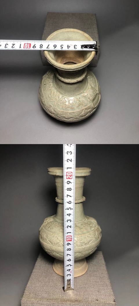 古玩陶瓷云市窯青白釉花卉紋瓶真品鑒賞圖