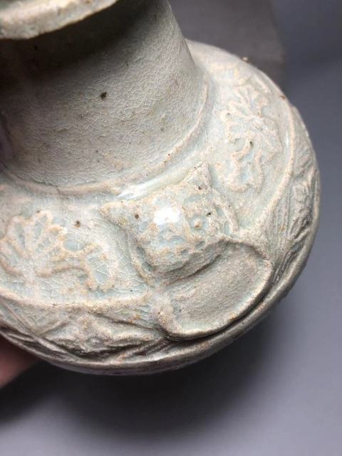 古玩陶瓷云市窯青白釉花卉紋瓶真品鑒賞圖