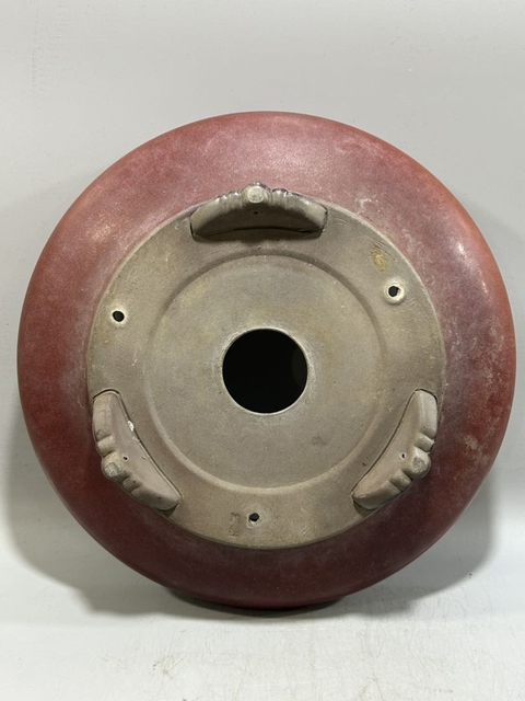 古玩陶瓷紅釉花盆真品鑒賞圖