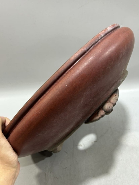 古玩陶瓷紅釉花盆真品鑒賞圖