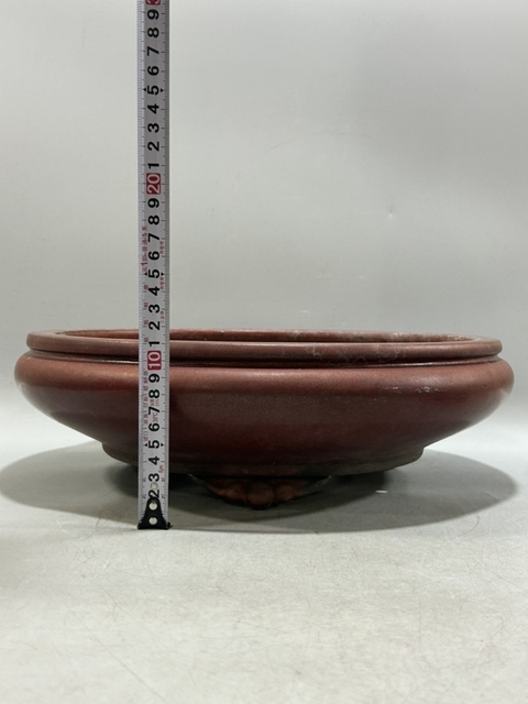 古玩陶瓷紅釉花盆真品鑒賞圖