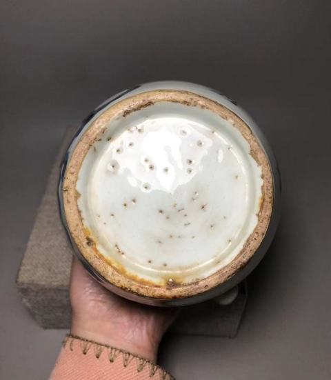 古玩陶瓷青花荷蓮詩文壺真品鑒賞圖