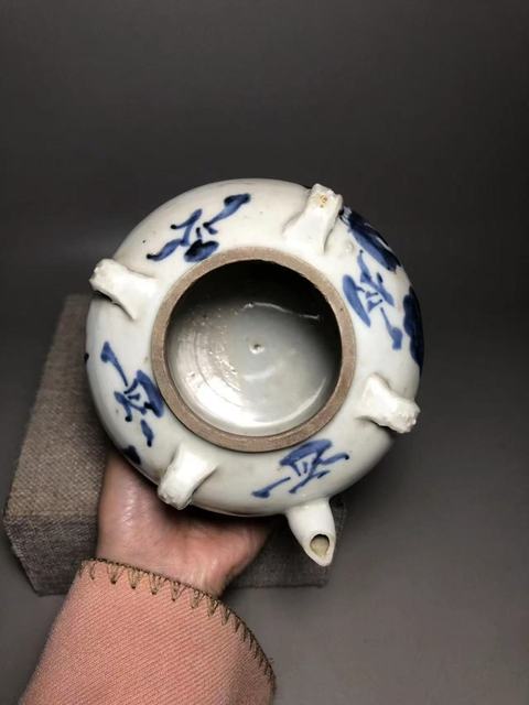 古玩陶瓷青花荷蓮詩文壺真品鑒賞圖