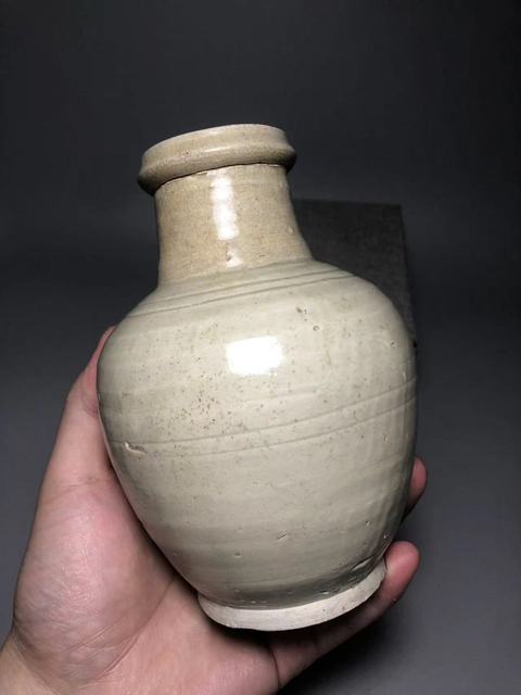 古玩陶瓷青白釉盤口瓶真品鑒賞圖
