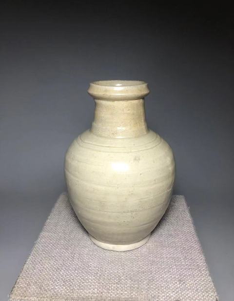古玩陶瓷青白釉盤口瓶真品鑒賞圖