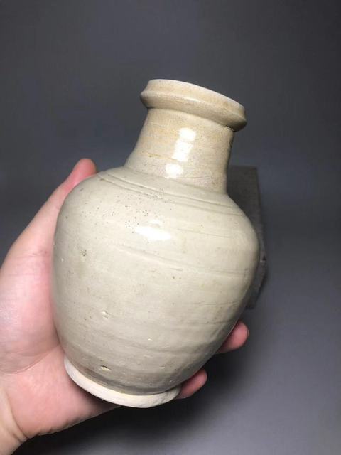 古玩陶瓷青白釉盤口瓶真品鑒賞圖