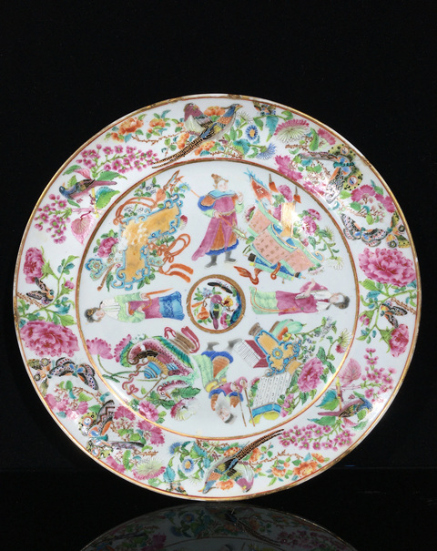 古玩陶瓷無雙譜廣彩盤真品鑒賞圖