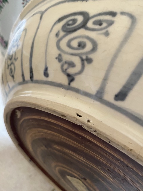 古玩陶瓷花卉紋青花盤真品鑒賞圖