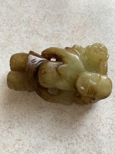 古玩玉器岫玉雕“佛公”擺件真品鑒賞圖