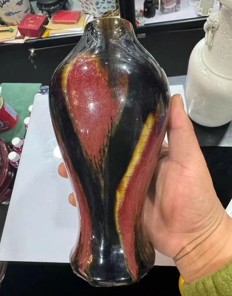 古玩陶瓷三陽開泰品種截口瓶真品鑒賞圖
