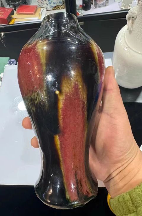 古玩陶瓷三陽開泰品種截口瓶真品鑒賞圖