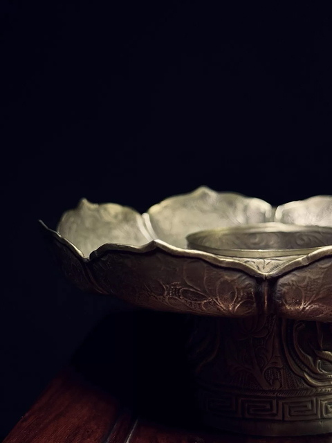 古玩雜項(xiàng)清代銀盞托真品鑒賞圖