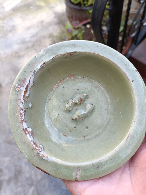 古玩陶瓷龍泉窯蓮瓣雙魚洗真品鑒賞圖