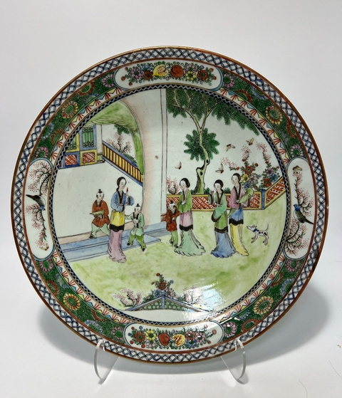 古玩陶瓷晚清廣彩盤真品鑒賞圖