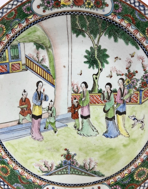 古玩陶瓷晚清廣彩盤真品鑒賞圖