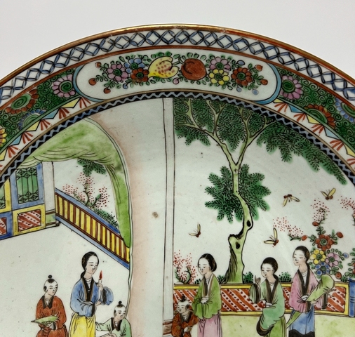 古玩陶瓷晚清廣彩盤真品鑒賞圖