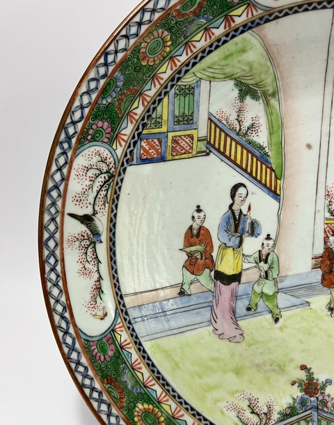 古玩陶瓷晚清廣彩盤真品鑒賞圖