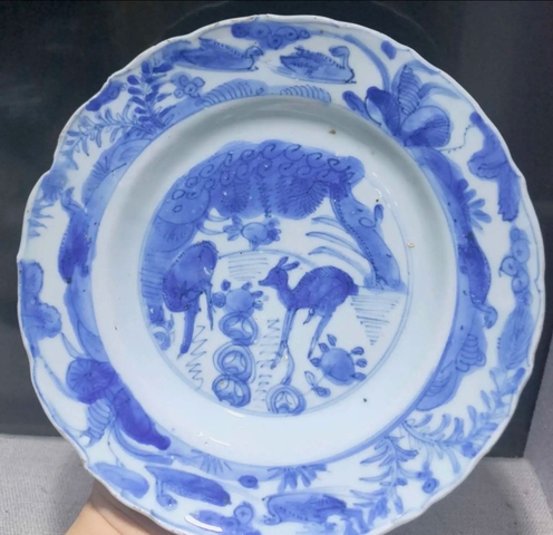 古玩陶瓷萬歷青花盤真品鑒賞圖