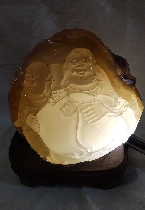 古玩玉器凍石雕“和合二仙”擺件真品鑒賞圖