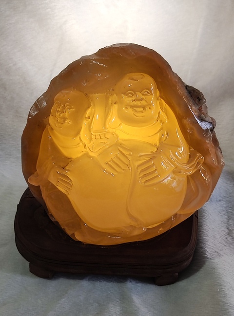 古玩玉器凍石雕“和合二仙”擺件真品鑒賞圖