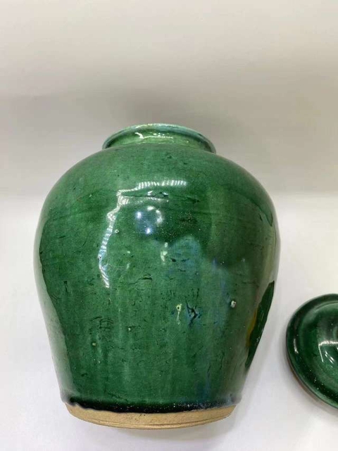 古玩陶瓷綠釉蓋罐真品鑒賞圖