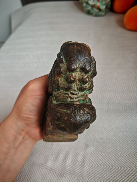古玩雜項案臺頭獅子真品鑒賞圖