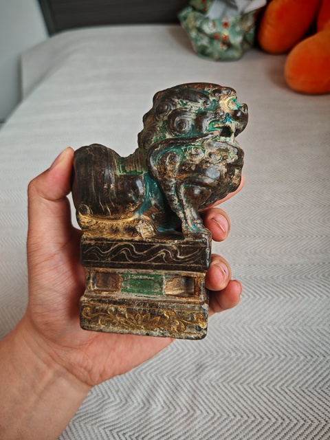 古玩雜項案臺頭獅子真品鑒賞圖