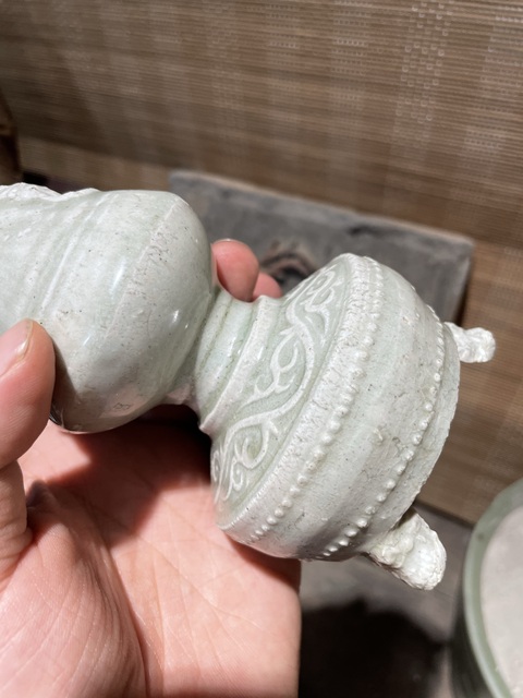 古玩陶瓷影青雙耳瓶真品鑒賞圖