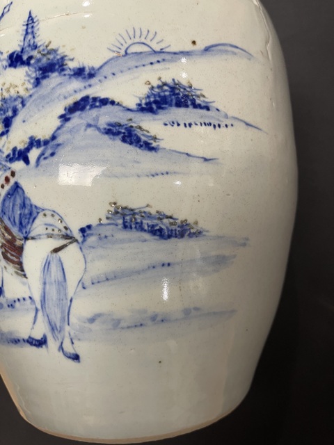 古玩陶瓷青花釉里紅刀馬人罐真品鑒賞圖