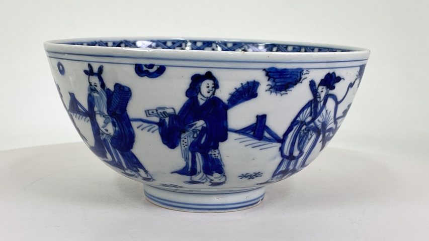 古玩陶瓷青化八仙人物碗真品鑒賞圖
