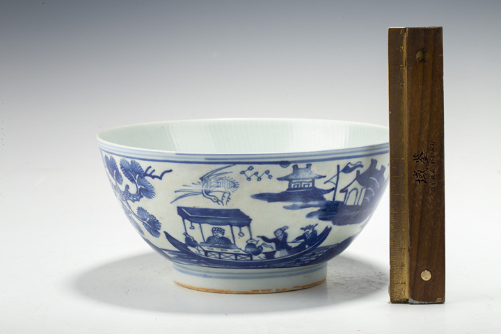 古玩陶瓷清中早·青花夜泊赤壁詩文碗拍賣,當(dāng)前價格2456元