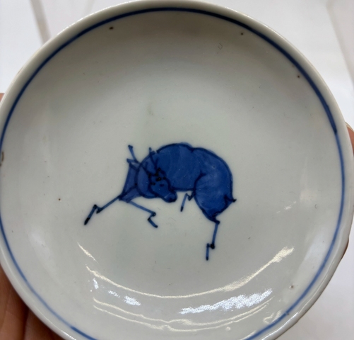 古玩陶瓷鹿紋青花盤真品鑒賞圖