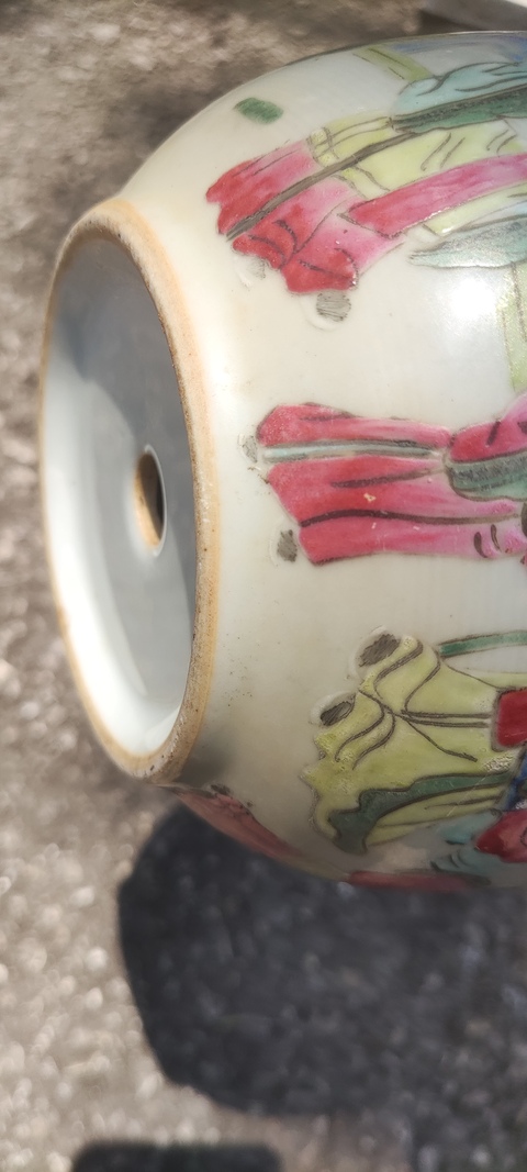 古玩陶瓷八仙圖粉彩花盆真品鑒賞圖