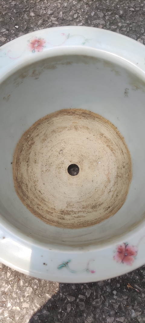 古玩陶瓷八仙圖粉彩花盆真品鑒賞圖