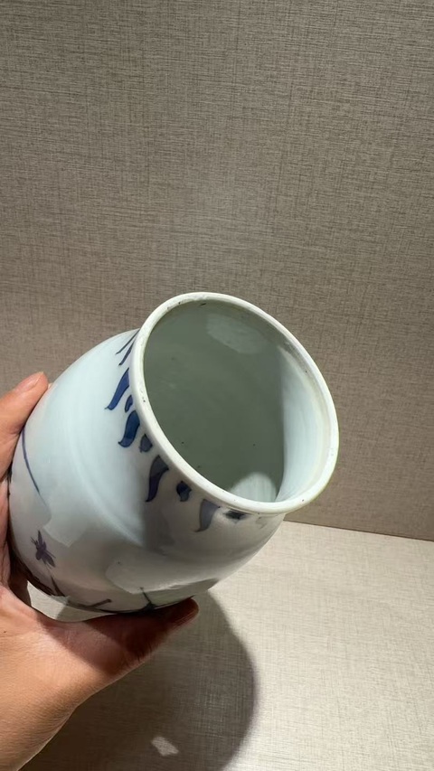 古玩陶瓷明崇禎 青花花鳥紋蓮子罐真品鑒賞圖