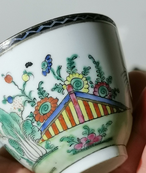古玩陶瓷大雞圖廣彩杯真品鑒賞圖
