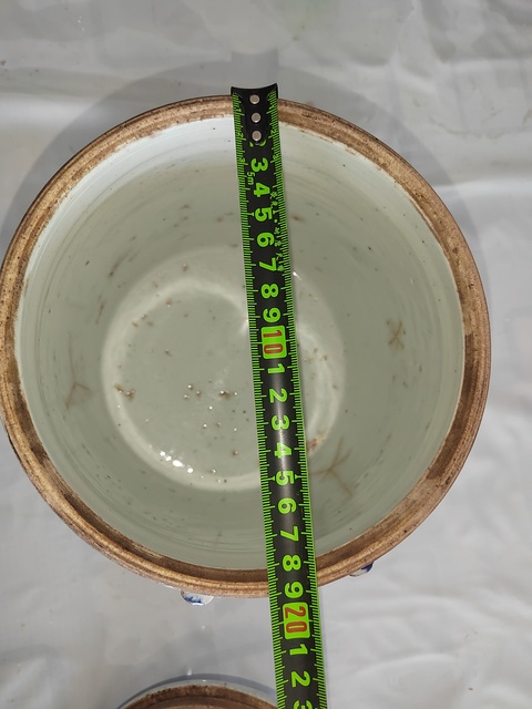 古玩陶瓷青花留白梅紋四系粥罐真品鑒賞圖