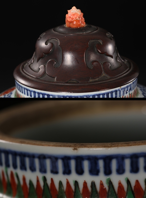 古玩陶瓷斗彩龍紋罐真品鑒賞圖