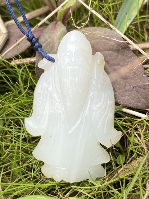 古玩玉器和田玉壽星題材掛件真品鑒賞圖