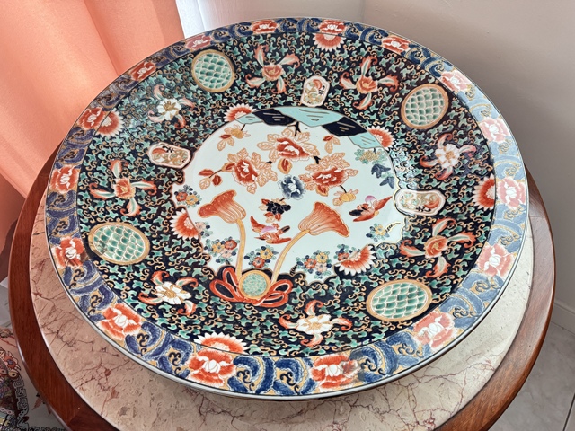 古玩陶瓷日本大正彩繪花鳥紋盤真品鑒賞圖