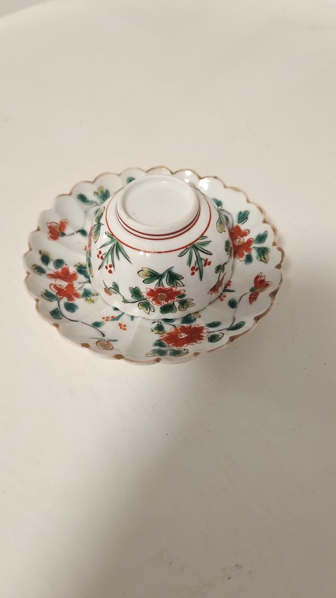 古玩陶瓷五彩花卉紋杯碟拍賣,當前價格3888元