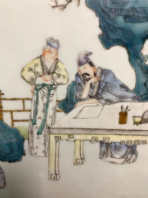 古玩陶瓷粉彩愛鵝圖瓷板真品鑒賞圖
