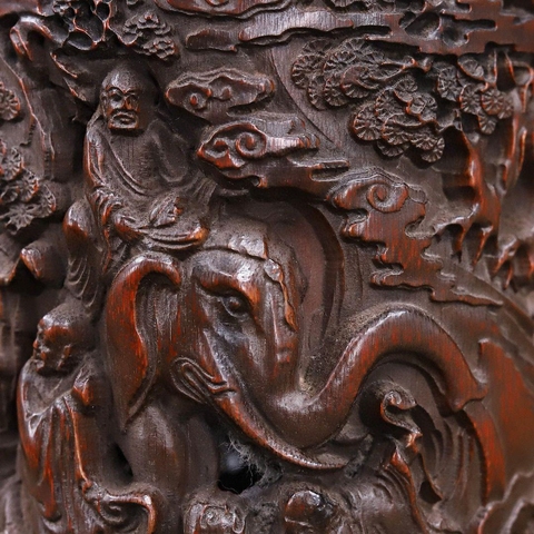 古玩雜項竹雕筆筒真品鑒賞圖