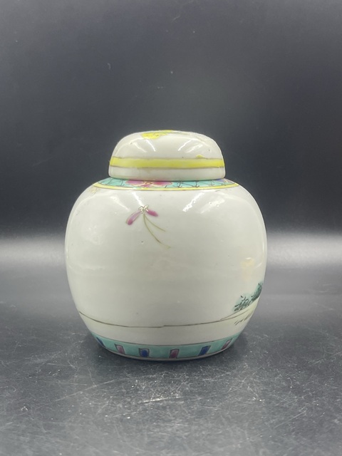 古玩陶瓷三娘教子圖粉彩罐真品鑒賞圖